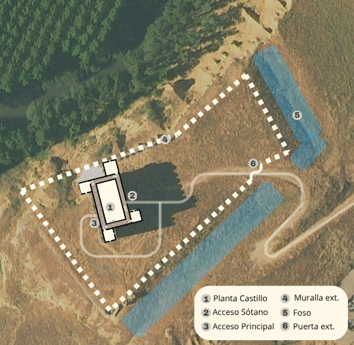 Plano del Castillo de Cea: planta y sección de la torre artillera del siglo XV